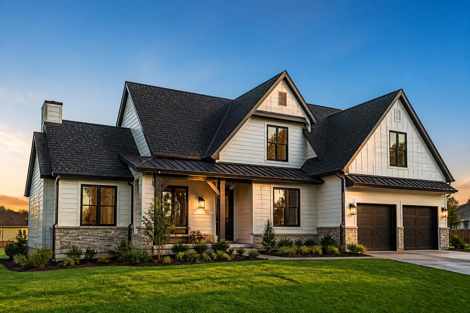 Modern home with a freshly installed roof